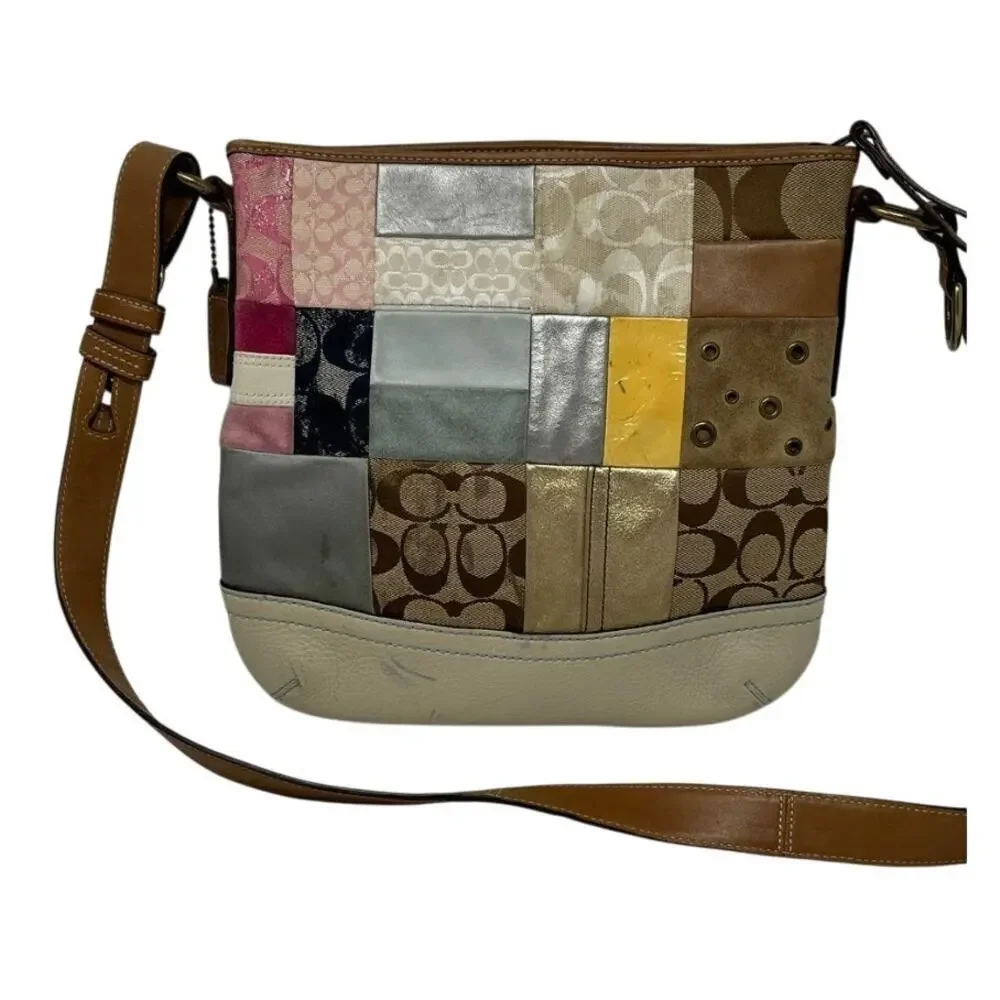 Women’s Vintage Coach B06Q-10018 Crossbody Bag Multicolor Patchwork Monogram